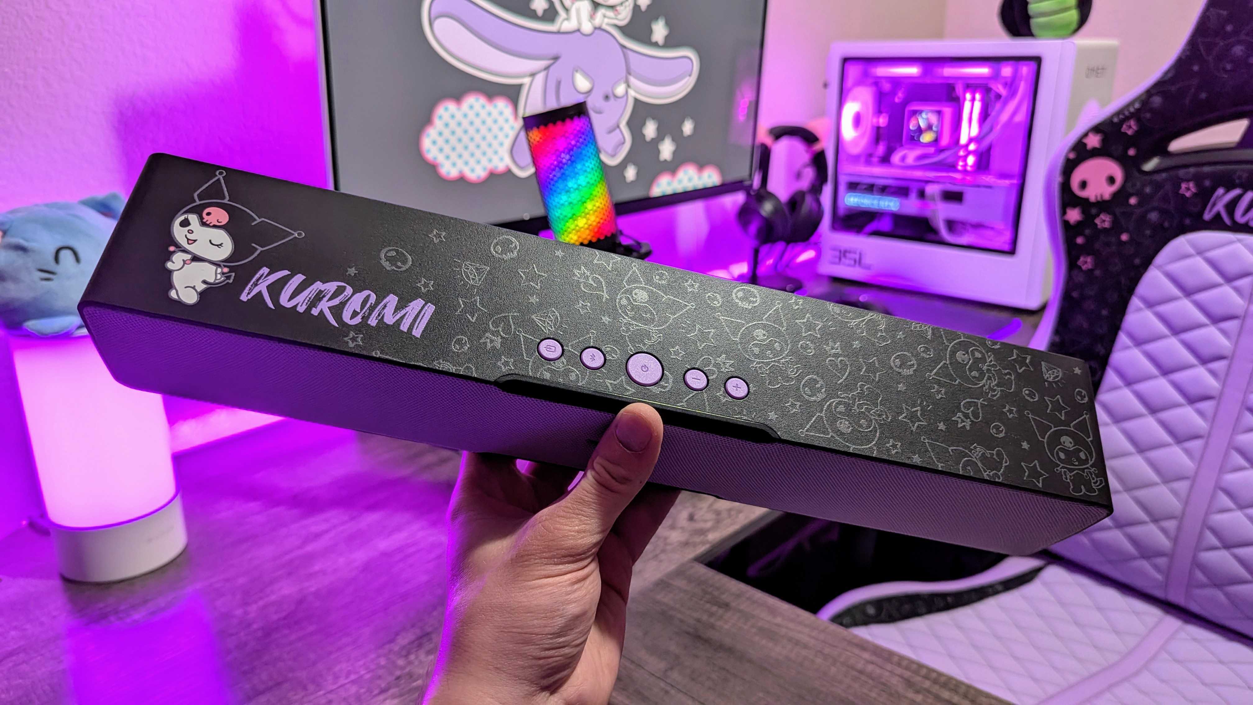 The Razer Leviathan V2 X Kuromi Edition.