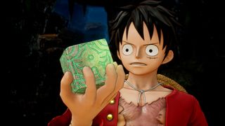 One Piece Odyssey's Luffy looks at a mysterious box