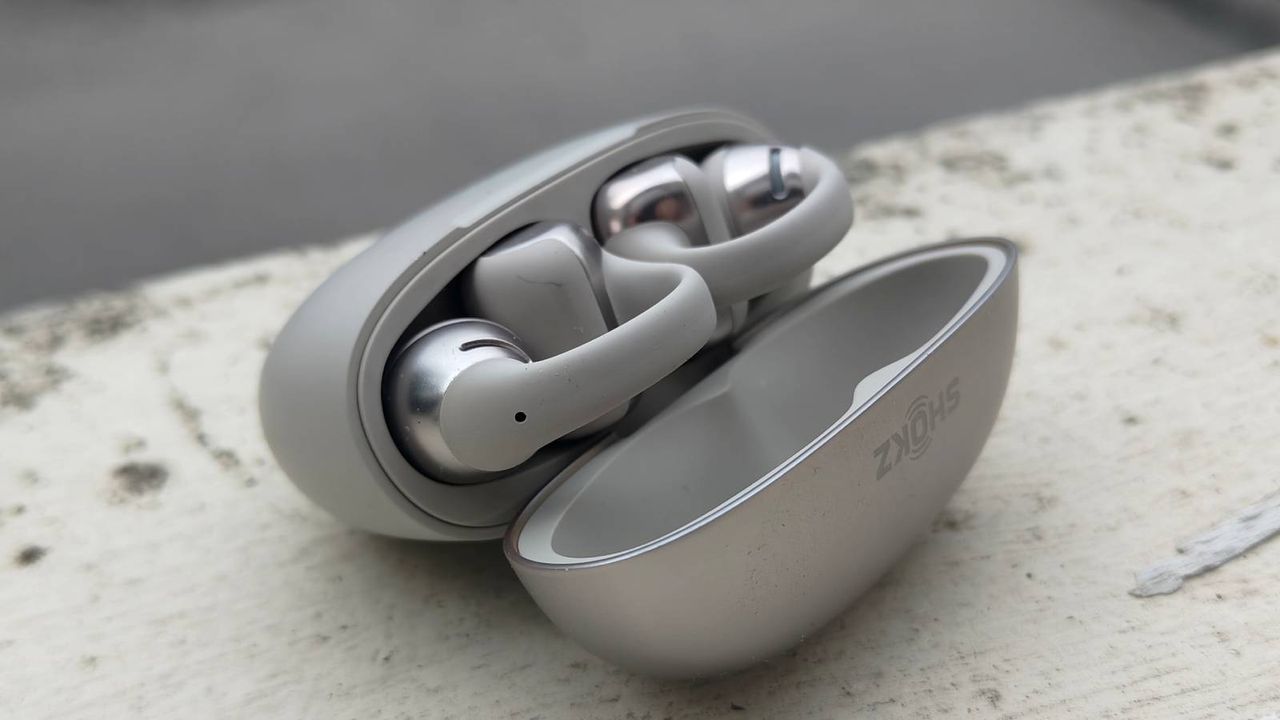 The Shokz OpenDots One on a white windowsill