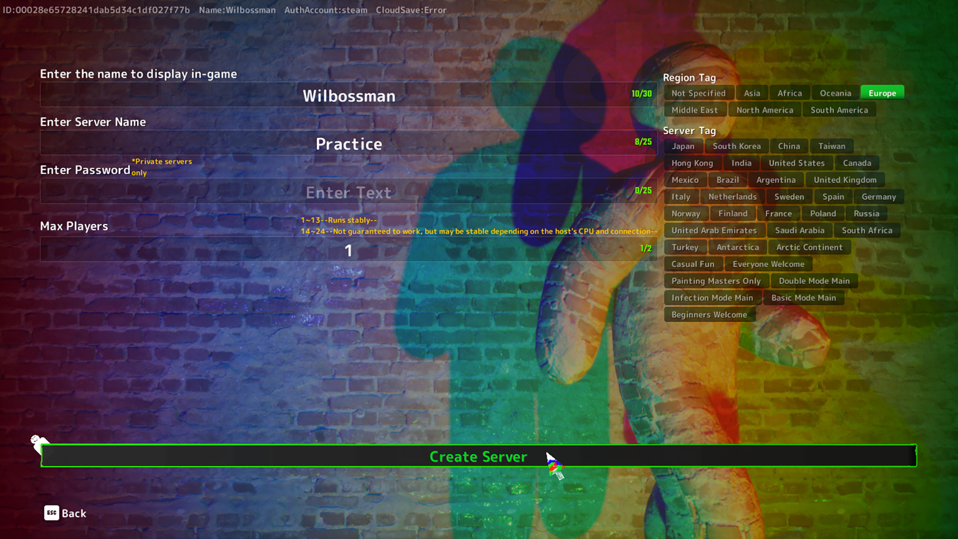 Setting up a private server to practice in Meccha Chameleon