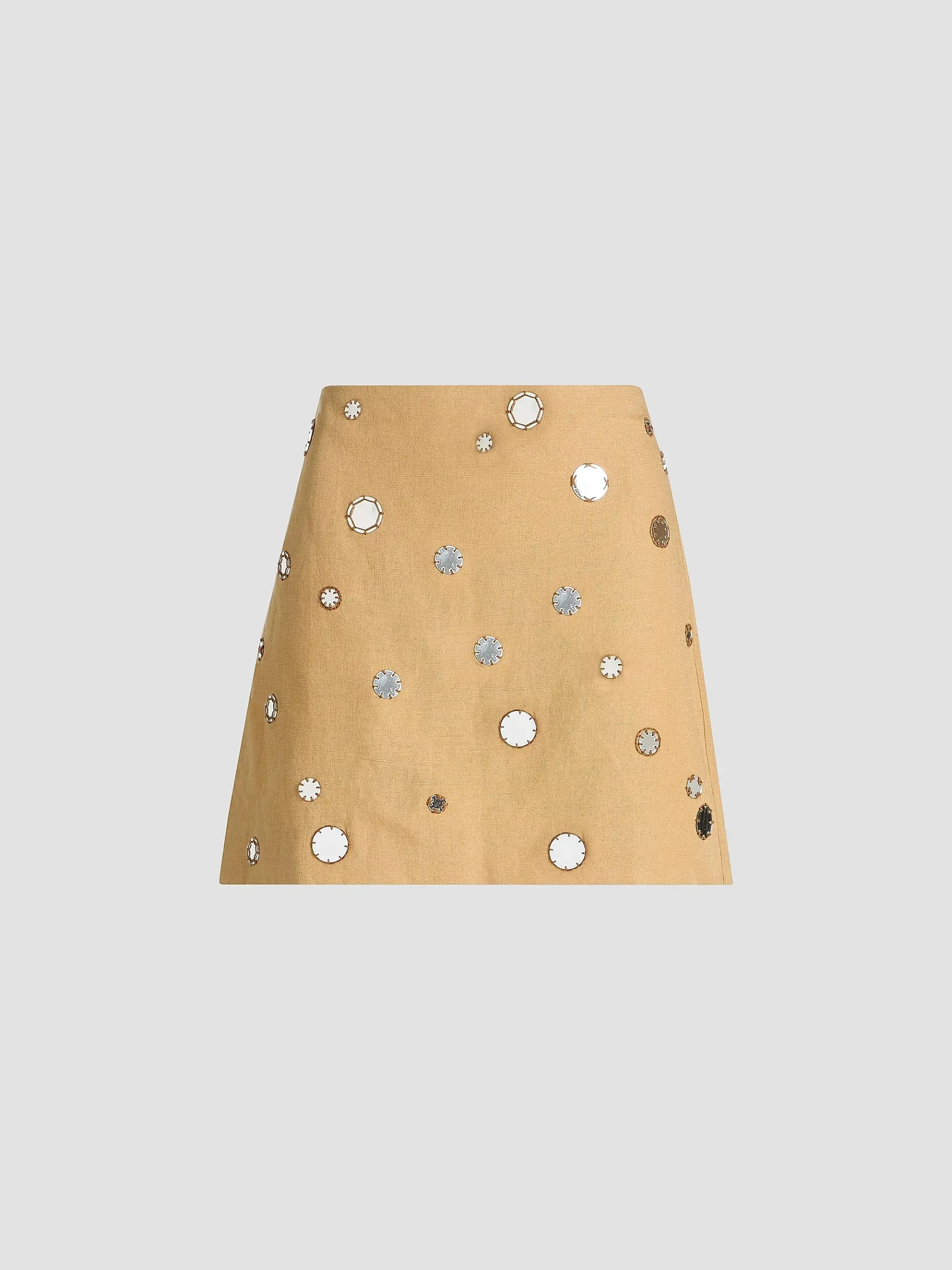 Ari Mirror Embellished Linen-Blend Miniskirt