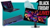 A selection of PC gaming hardware on a teal gradient