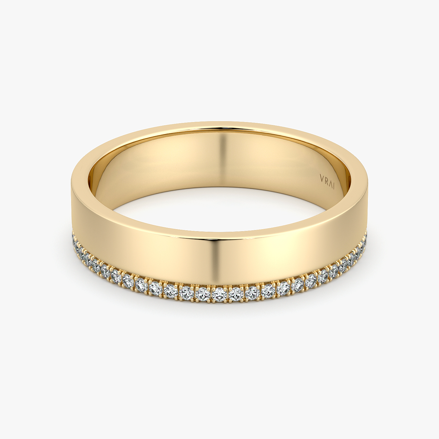 The Pav&amp;eacute; Cigar Band in Yellow Gold With a %%_paveversion%% Row of Pav&amp;eacute; Vrai Created Diamonds