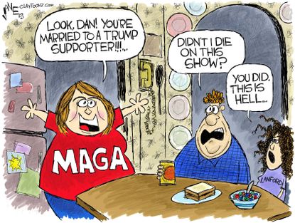 Political cartoon U.S. Roseanne reboot MAGA Trump support