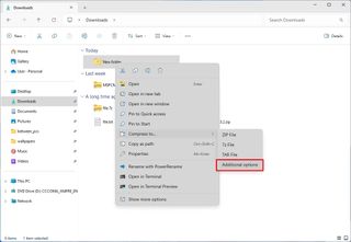 File Explorer context menu additional options