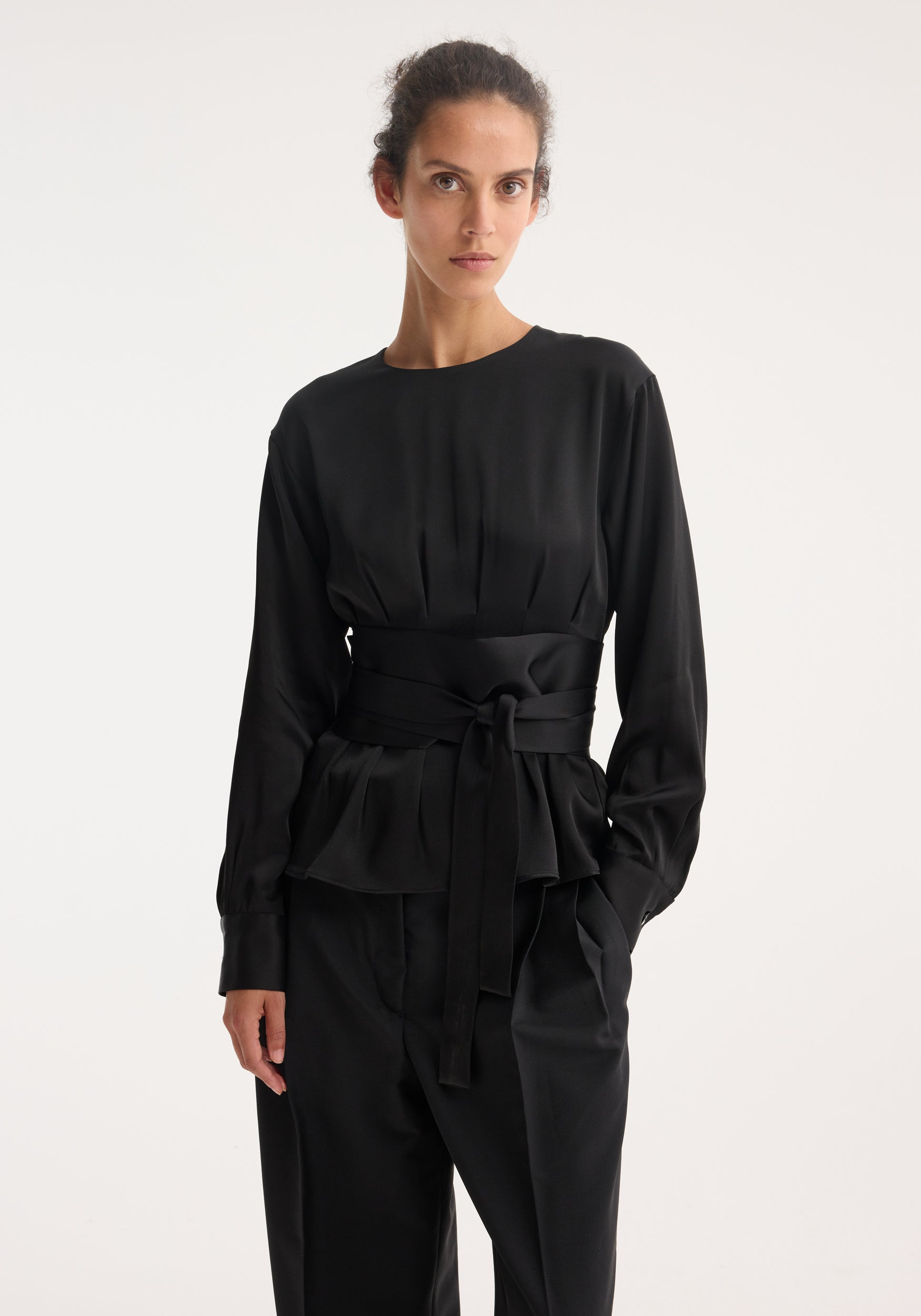 Kimono Satin Top | Black