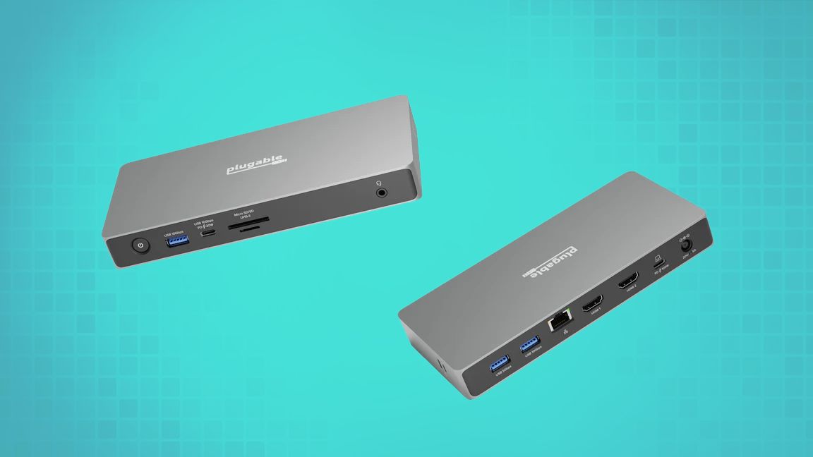 Plugable USB-C Docking Station, Dual 4K Monitors, 100W Laptop Charging