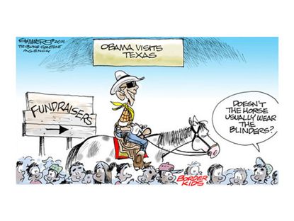 Obama cartoon Texas visit