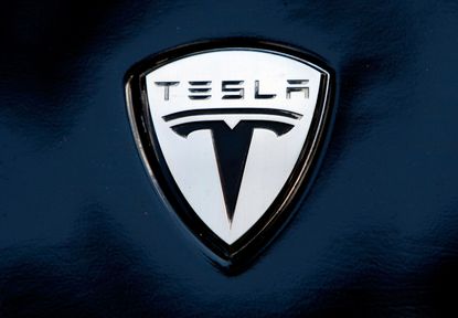 The Tesla logo on a vehicle in Washington