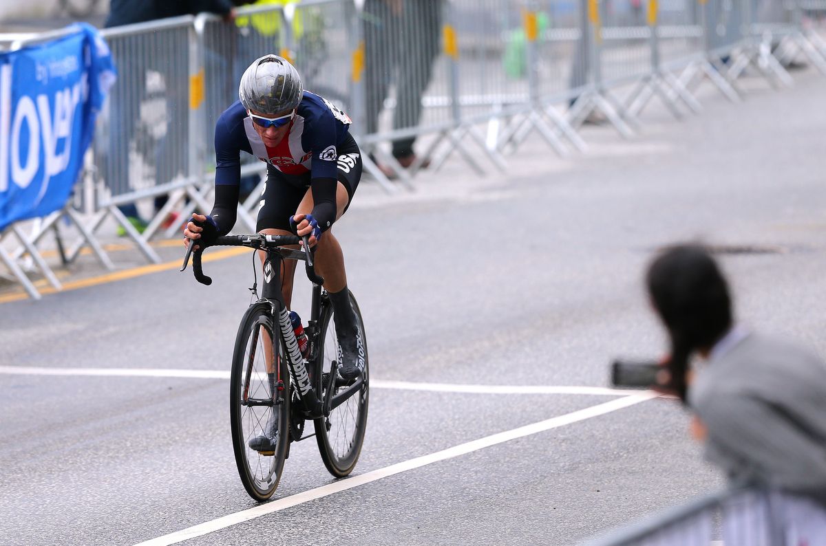 American Brandon McNulty went solo in the early laps