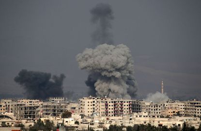 A reported regime air strike in Syria on Tuesday.