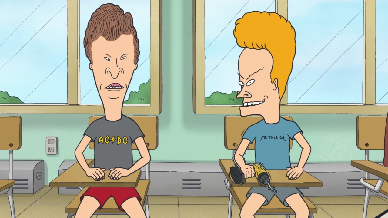 Beavis plays with an electric drill in Beavis and Boothead