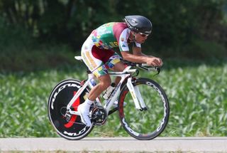 Australia's Richie Porte (Bedogni/Grassi/Natalini/Gr.Praga) put in a winning ride during the time trial.