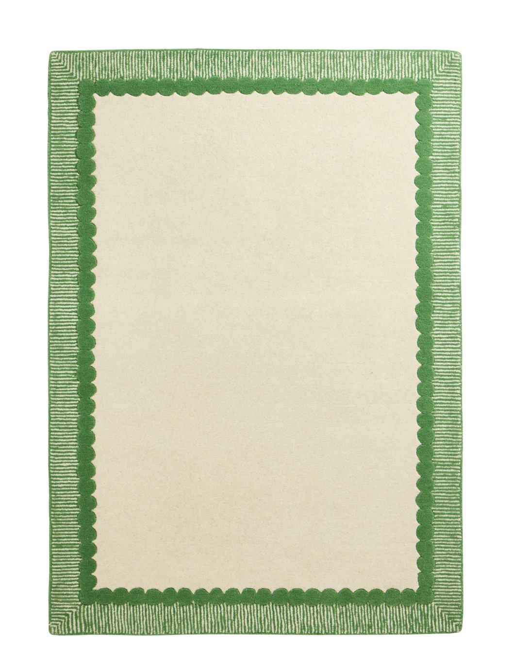 Habitat Bobbin Border Cream Wool Cut Pile Rug - 120x170cm