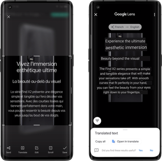 ColorOS 11 Google Lens three-finger translate