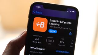 Babbel AI app seen from the App Store on an iPhone