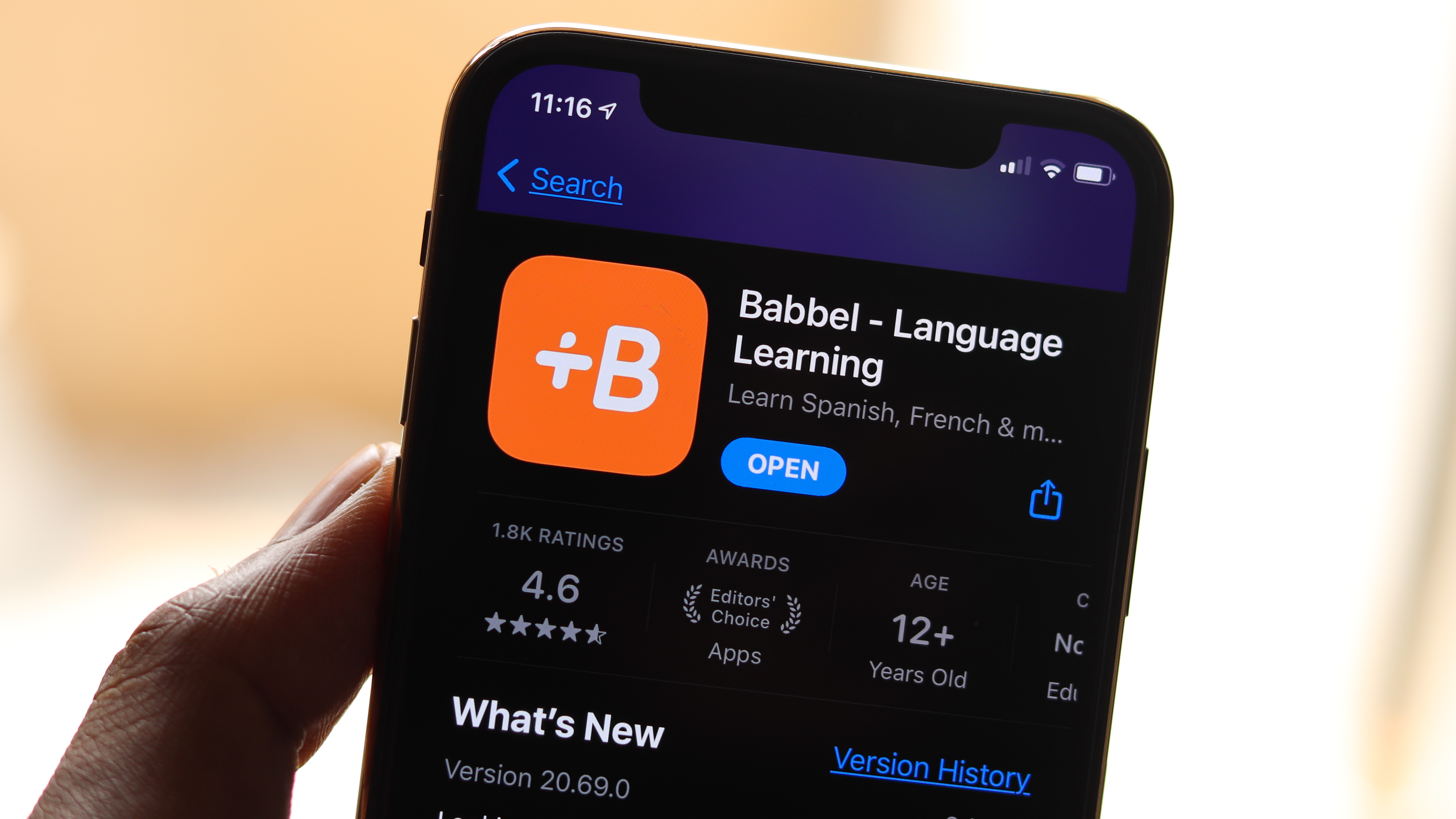 Babbel AI app seen from the App Store on an iPhone