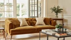 Warm-minimalist living room with sofa