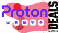 Proton logo on a pink deals background