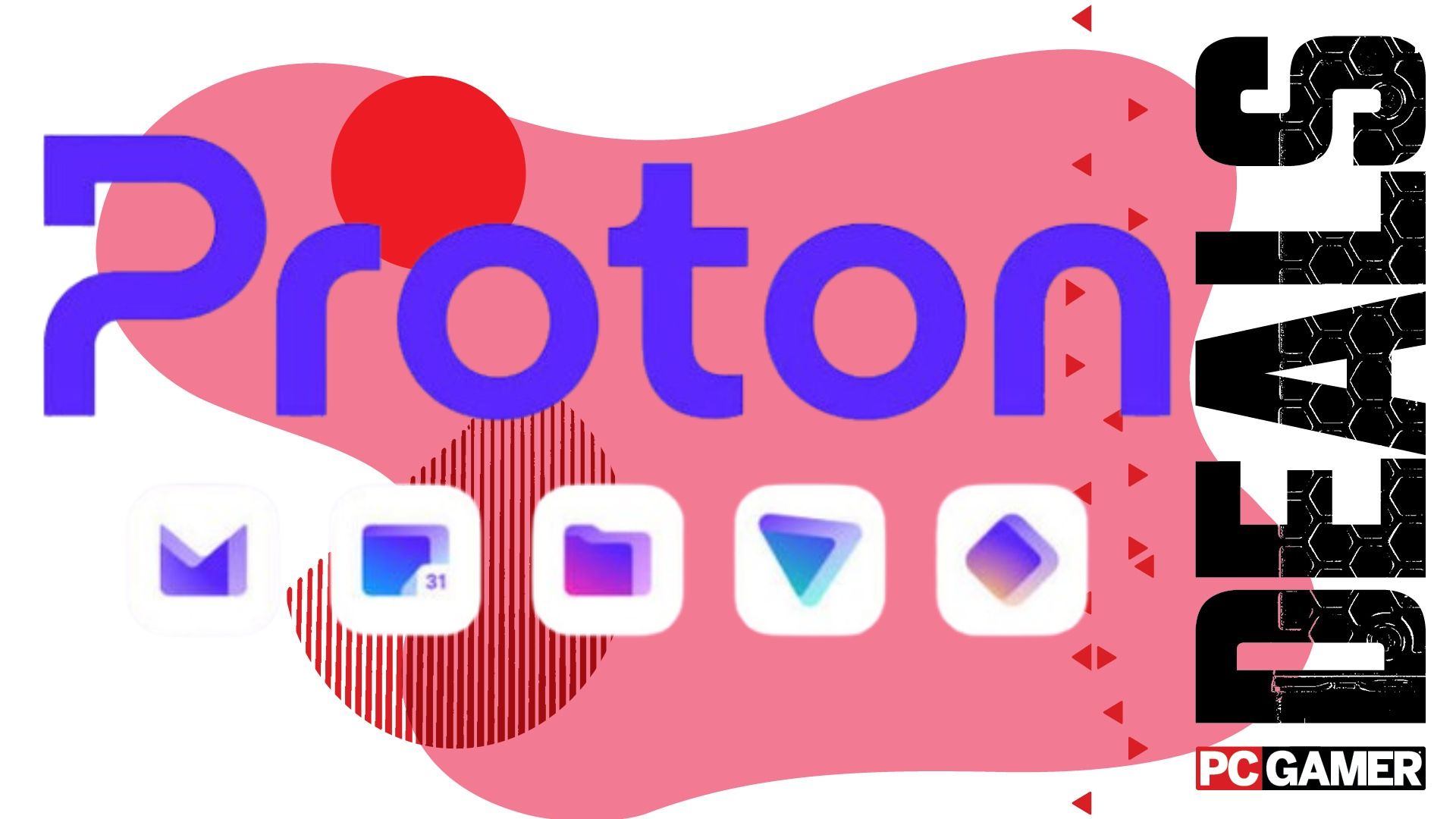 Proton logo on a pink deals background