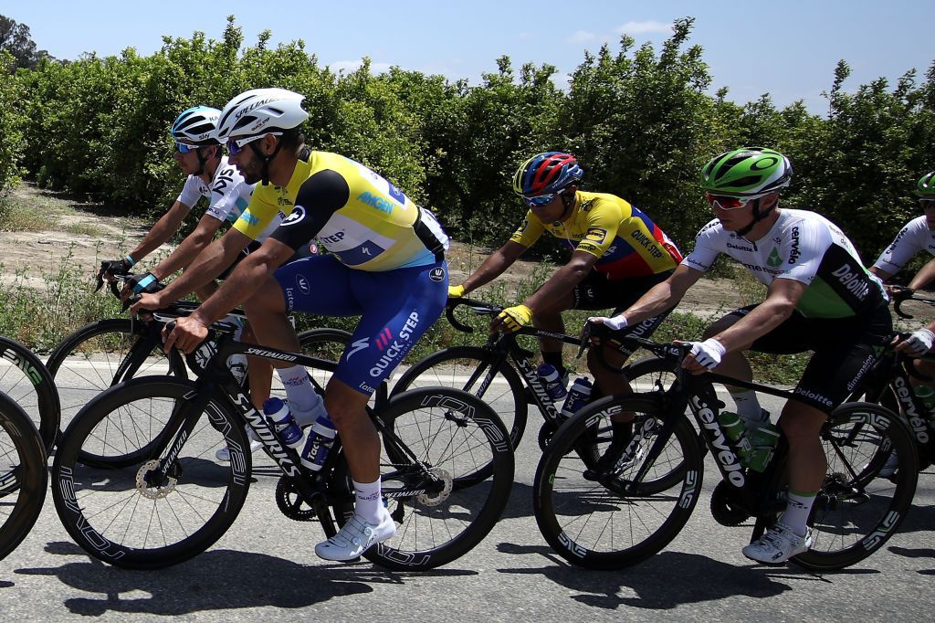 Race leader Fernando Gaviria (Quick-Step Floors) is happy in the bunch during stage 2 of the 2018 Tour of California