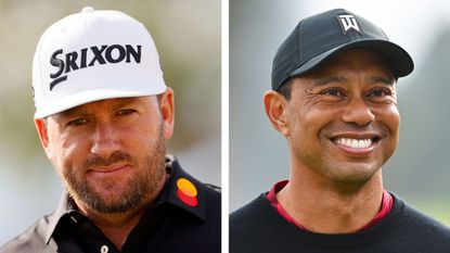 Side by side image of Graeme McDowell and Tiger Woods