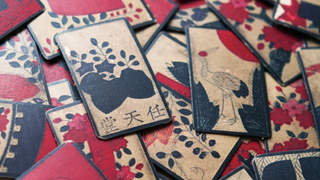 Hand-printed Nintendo hanafuda playing cards, likely from the early 20th century