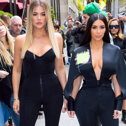Kim Kardashian and Khloe Kardashian at NBC Upfronts on May 15, 2017 in New York City
