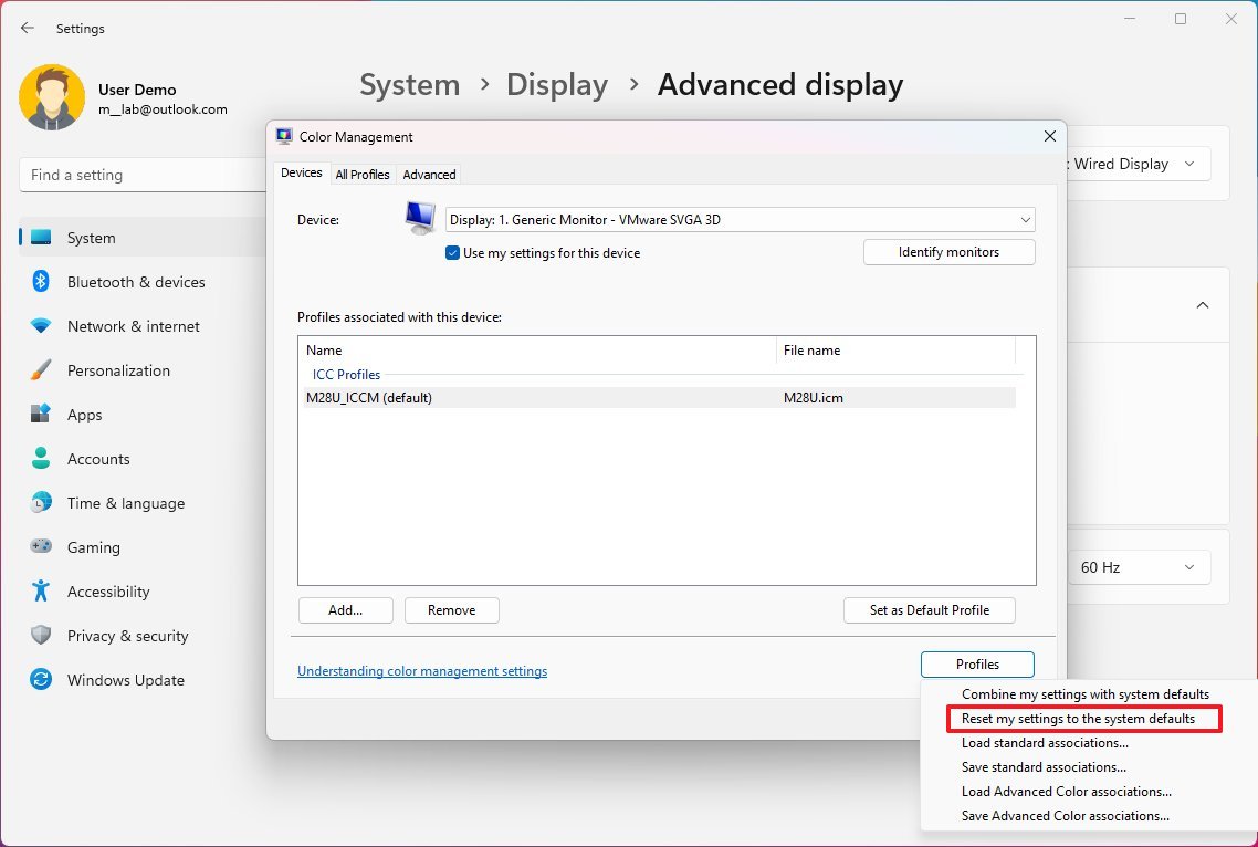 Restablecer mi configuración a los valores predeterminados del sistema