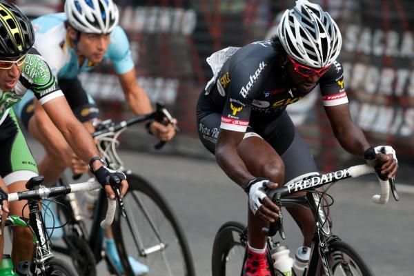 Rashaan Bahati was active in the six-man break that was absorbed on the last lap.