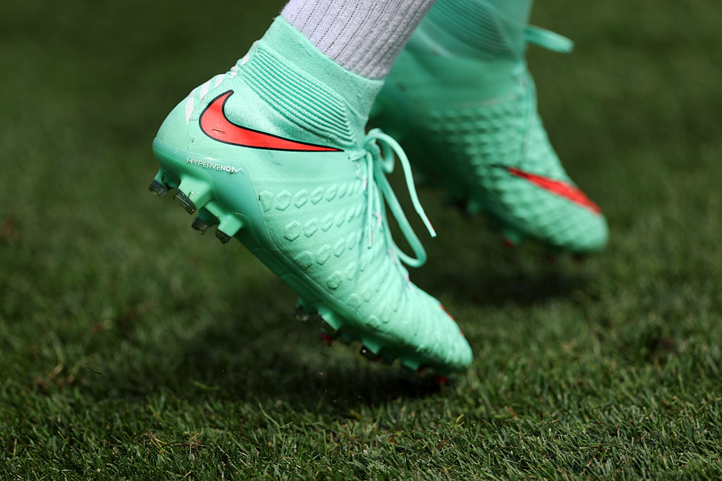FOXBOROUGH, MASSACHUSETTS - JULY 09: A detailed view of the boots of Michael Olise #11 of France as he warms up before the FIFA World Cup 2026 Quarter Final match between France and Morocco at Boston Stadium on July 09, 2026 in Foxborough, Massachusetts. (Photo by Julian Finney - FIFA/FIFA via Getty Images)
