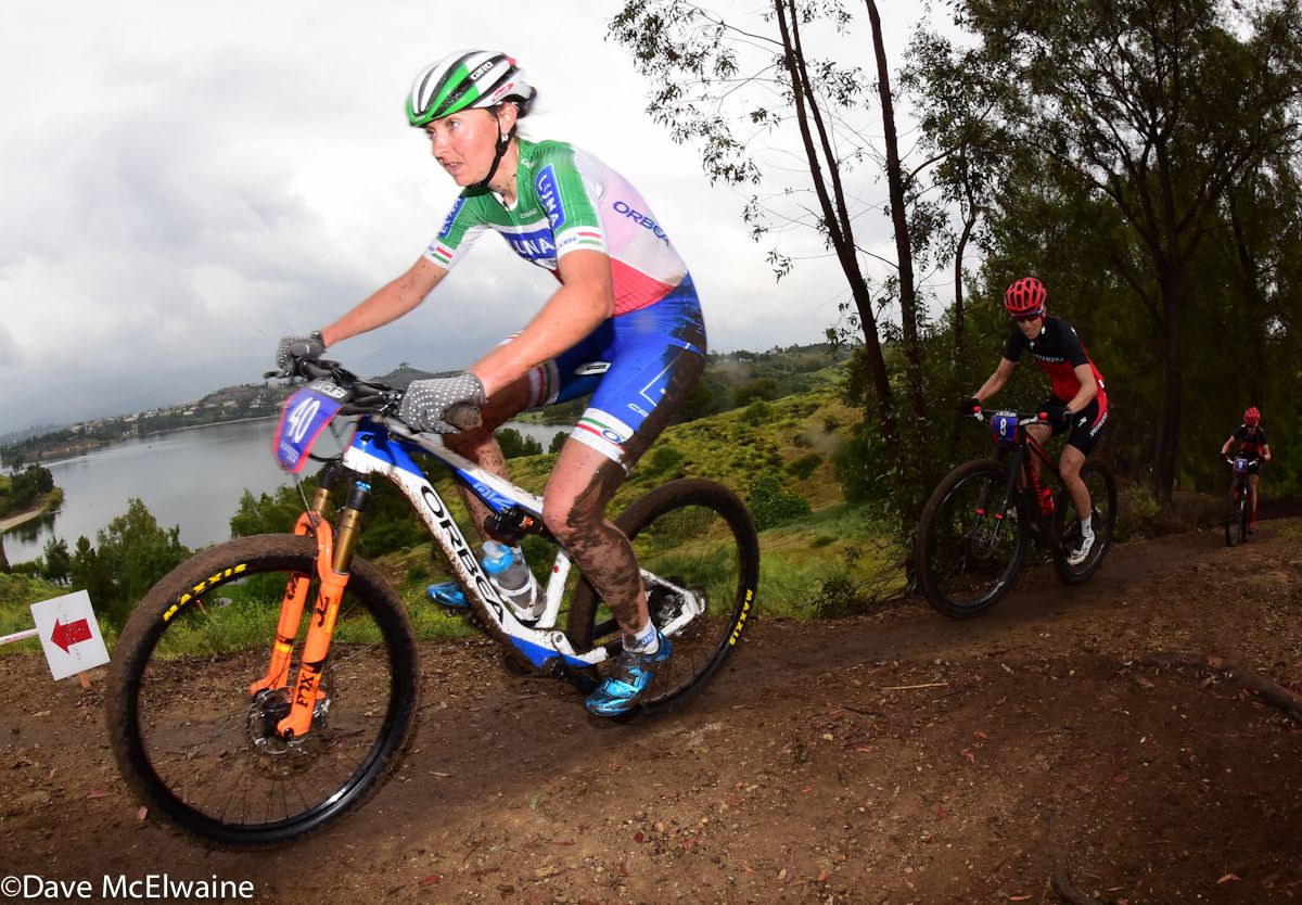 Italian Champion Eva Lechner (Luna Pro Team) apparently fell during the first half of lap one
