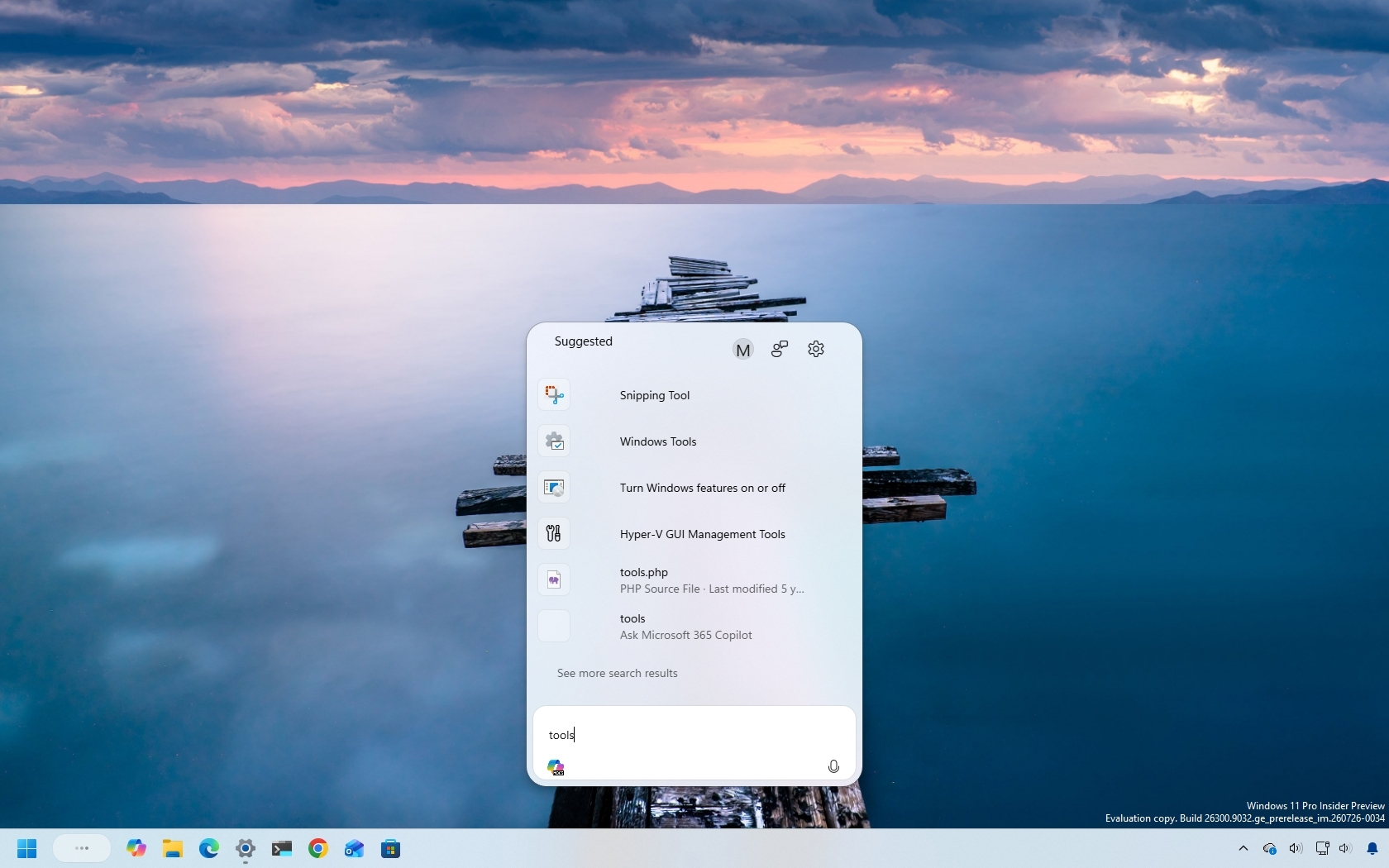 Windows 11 default desktop with Ask Copilot enabled in 2026.