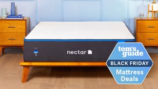Nectar Memory Foam mattress shown in bedroom flanked by nightstands