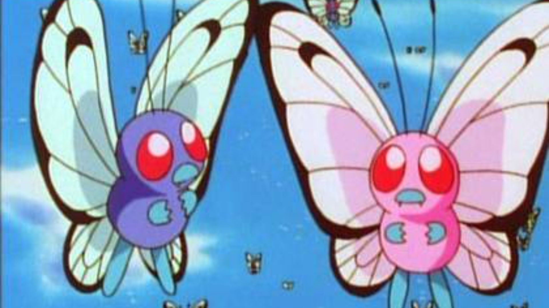 Butterfree meeting a mate in Pokemon episode Bye Bye, Butterfree