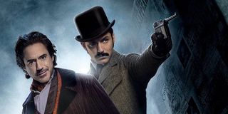 Robert Downey Jr. and Jude Law in Sherlock Holmes: A Game of Shadows