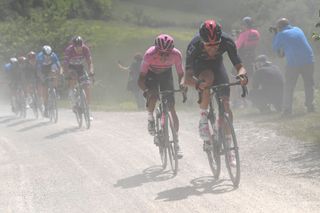 Filippo Ganna (Ineos Grenadiers) shepherds Egan Bernal through the Montalcino stage of the 2021 Giro d'Italia