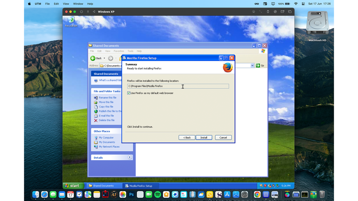 Using Windows XP in 2023 from virtualization on an M2 Mac to a retro