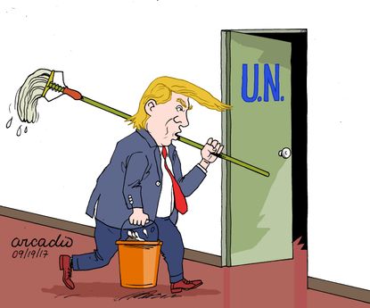 Political cartoon U.S. Trump UN speech