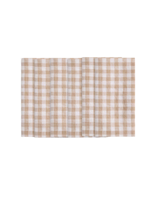 European Linen Wide-Hem Gingham Napkins (Set of 12)