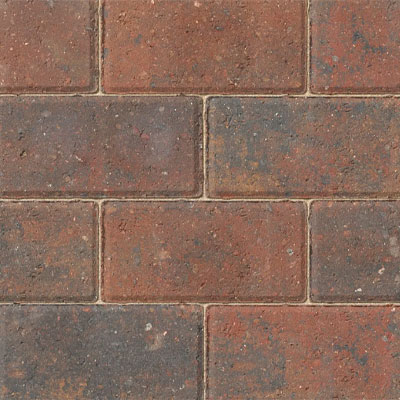 red concrete block paving