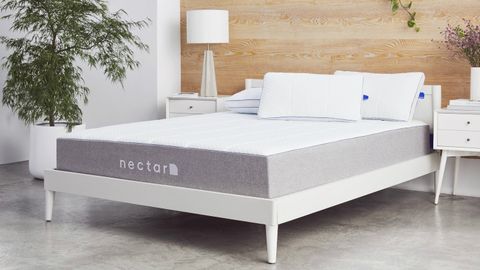 Nectar Memory Foam Mattress review: image shows the Nectar mattress on a white bed frame