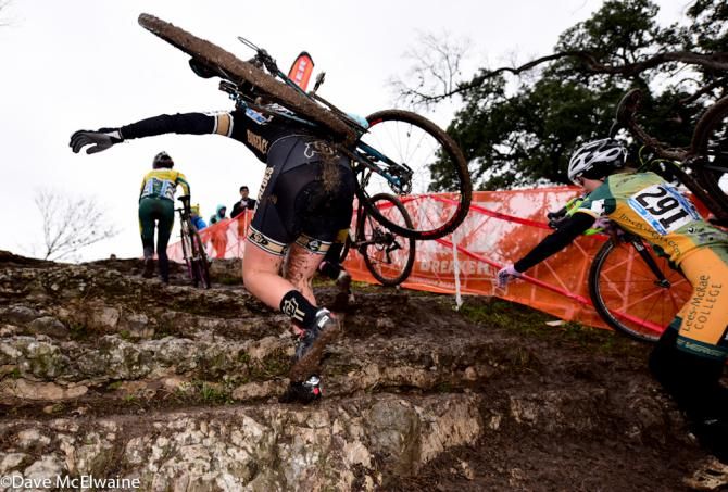 Women's collegiate racing at USA Cycling Cyclo-cross National Championships in Austin, Texas.