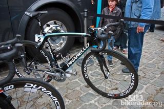 The Pinarello Dogma K of Team Sky, prepped for Scheldeprijs and soon headed to the start of Paris-Roubaix.