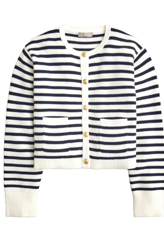 J.Crew New Relaxed Emilie Sweater Lady Jacket in Stripe (Was $138) 