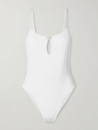 Pearl-Embellished Cutout Swimsuit