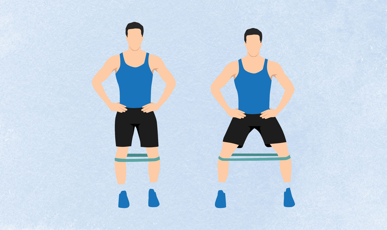 an illo of a man doing a lateral walk exercise
