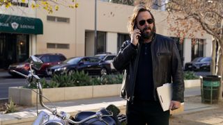 Angus Sampson as Cisco in a leather jacket in The Lincoln Lawyer