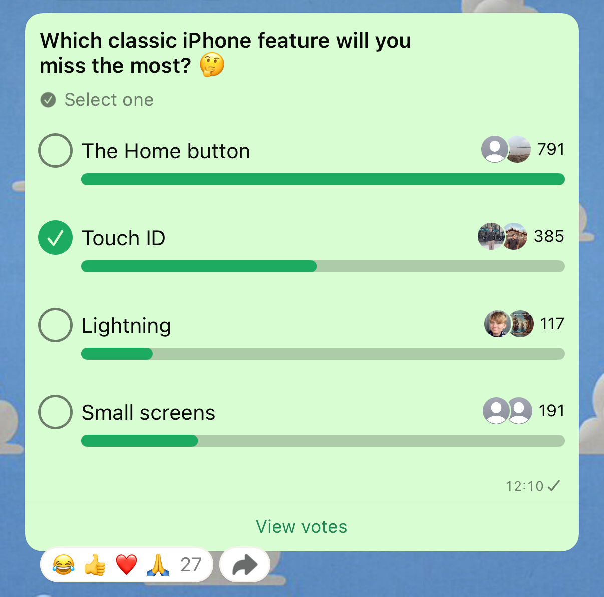 Screenshot of a TechRadar WhatsApp poll