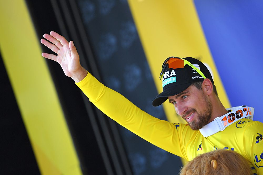 Peter Sagan (Bora-Hansgrohe) moves into the overall race lead at the Tour de France